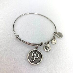 Alex and Ani Silver Initial P Charm Bracelet - Expands 2"- 3.5"